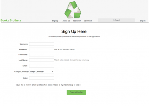Sign up website