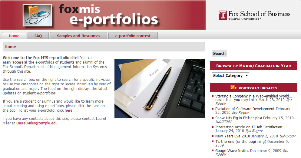Portfolio Points: e-Portfolio Listed with MIS Department