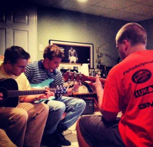 playing guitar with friends