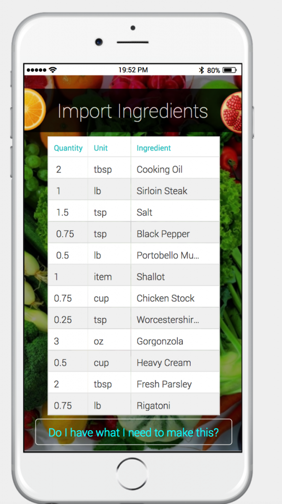 IMport ingredients